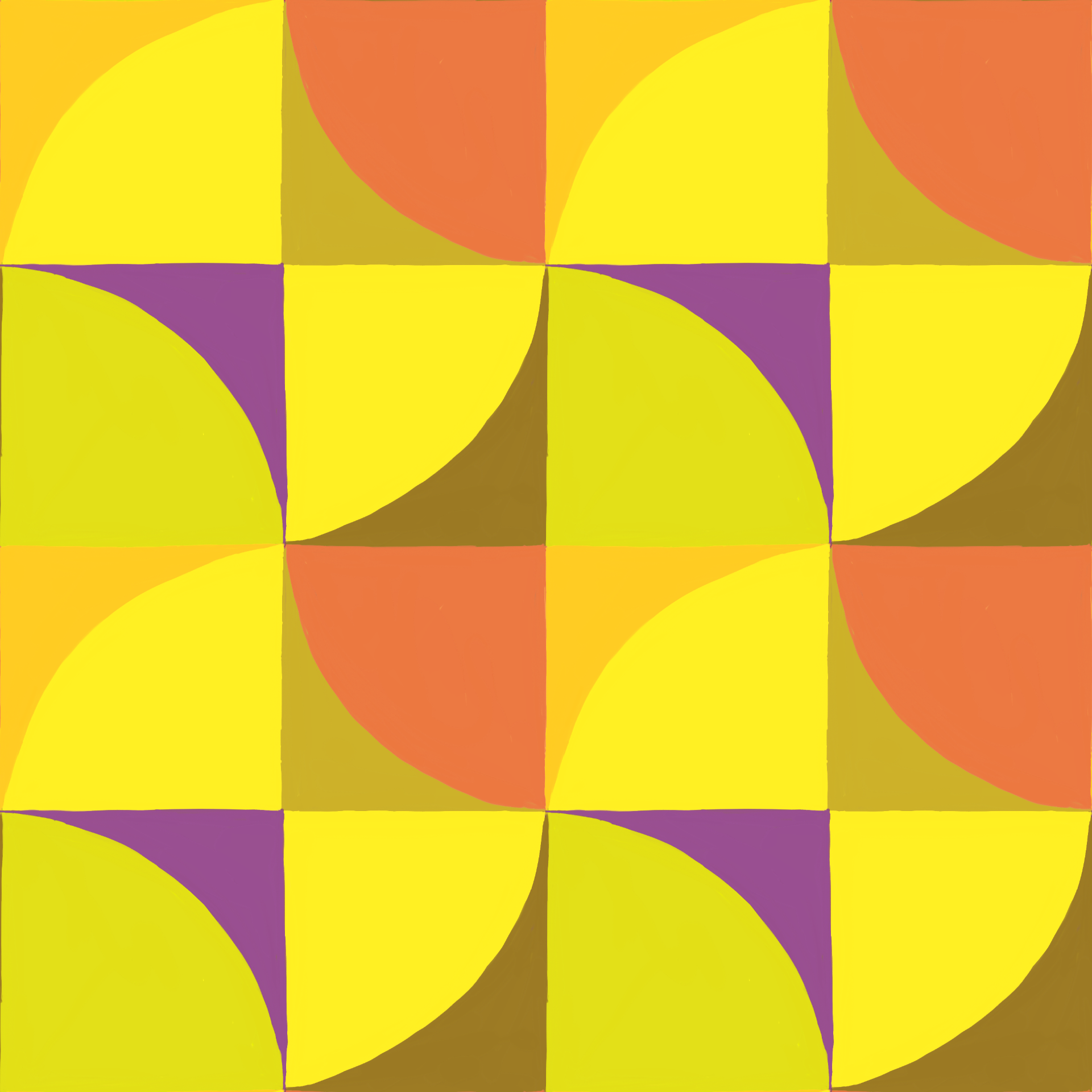 Retro Citrus Curvy Tile Seamless Pattern | Mid-Century Geometric Design