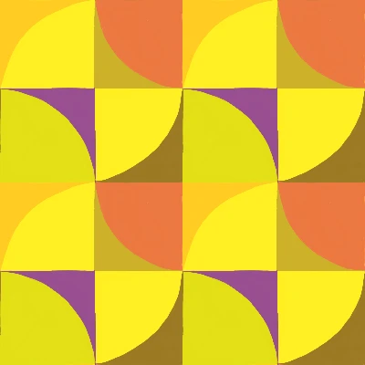 Retro Citrus Curvy Tile Seamless Pattern | Mid-Century Geometric Design