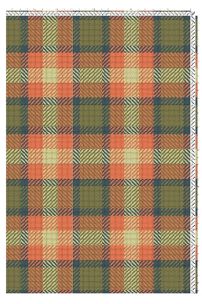 Autumn Tartan Turned Twill Weaving Draft in Rust, Olive & Teal | 4-Shaft 4-Treadle Loom Pattern