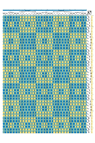 Summer & Winter Dukagang Alternating Dotted Checkers in Azure & Gold | 6-Shaft 6-Treadle Pattern