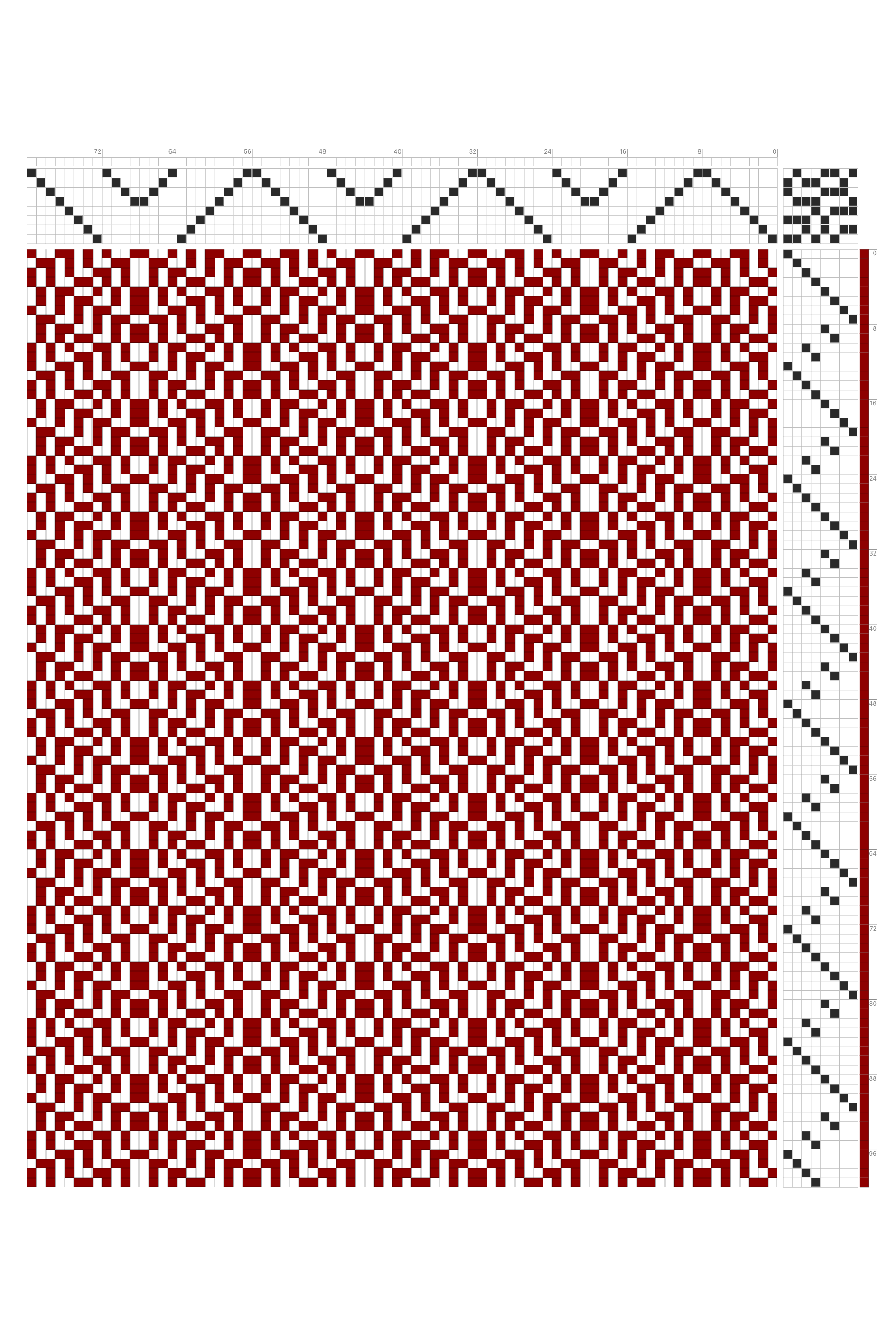 Hexagonal Grain Weaving Draft in Crimson & White | 8-Shaft 8-Treadle Loom Pattern