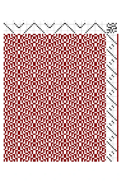 Hexagonal Grain Weaving Draft in Crimson & White | 8-Shaft 8-Treadle Loom Pattern