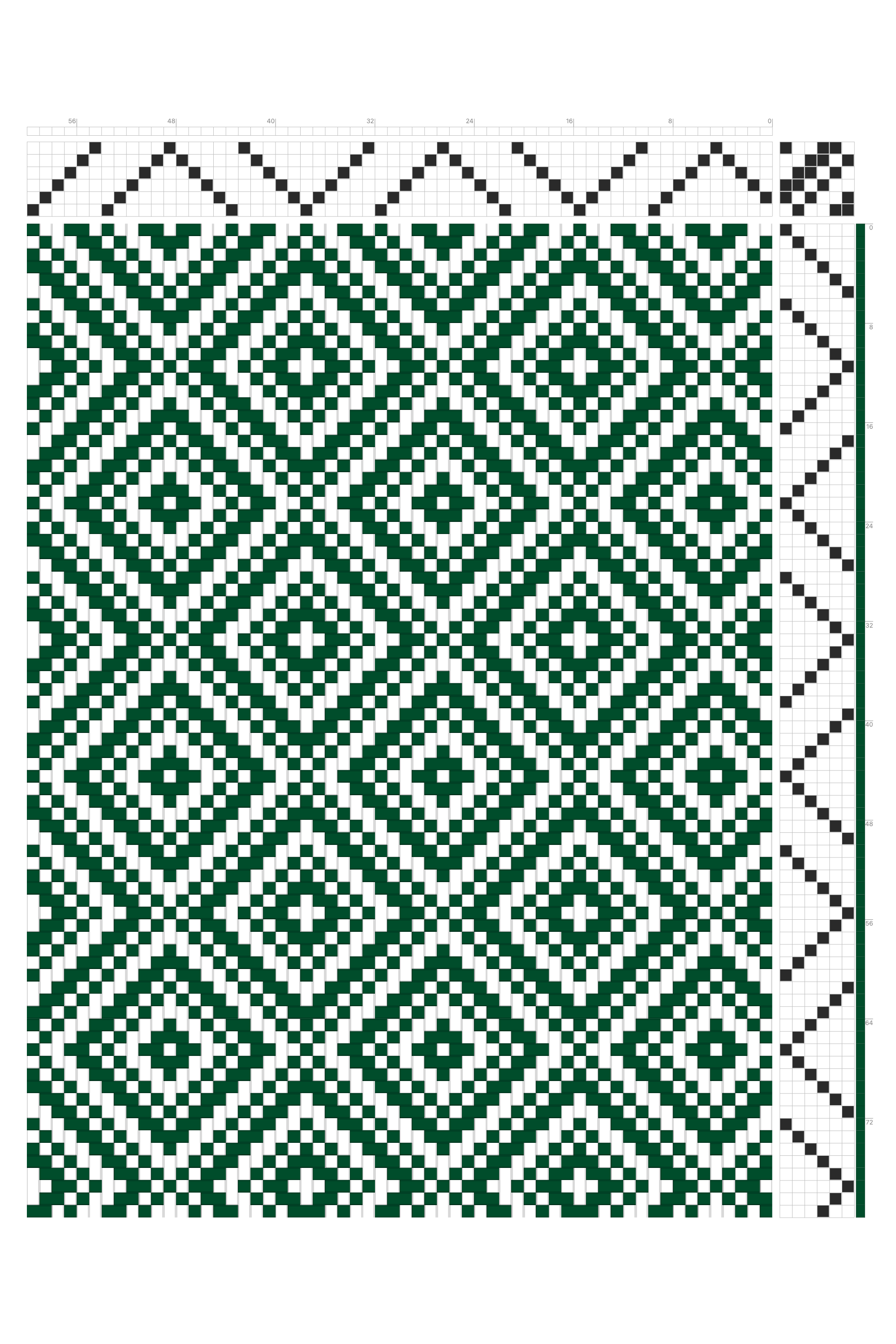 Diamond Window Folk Weaving Draft in Forest Green & White | 6-Shaft 6-Treadle Dobby Loom Pattern