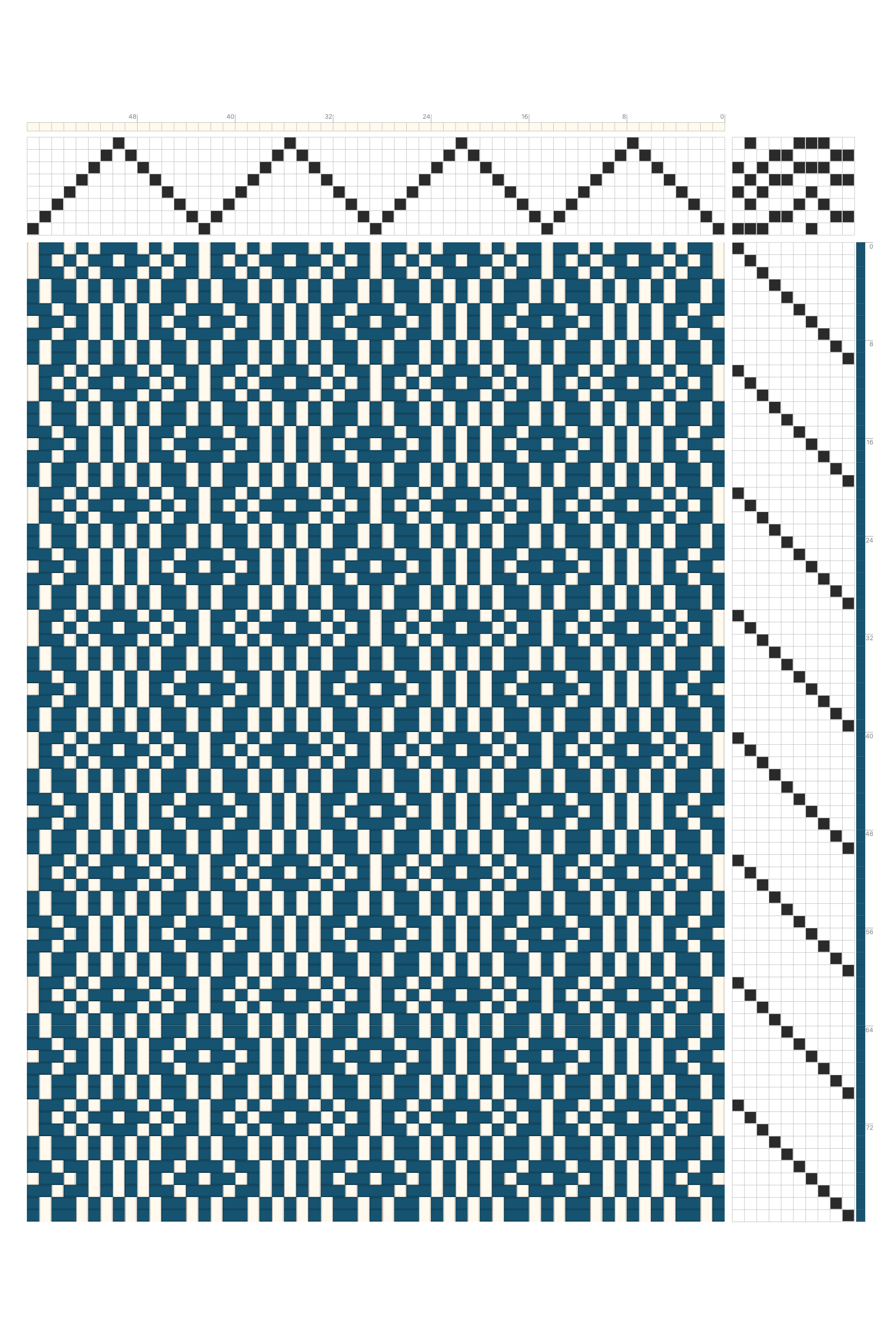 Textured Diamond Stripe Weaving Draft in Muted Teal & Cream | 8-Shaft 10-Treadle Dobby Loom Pattern