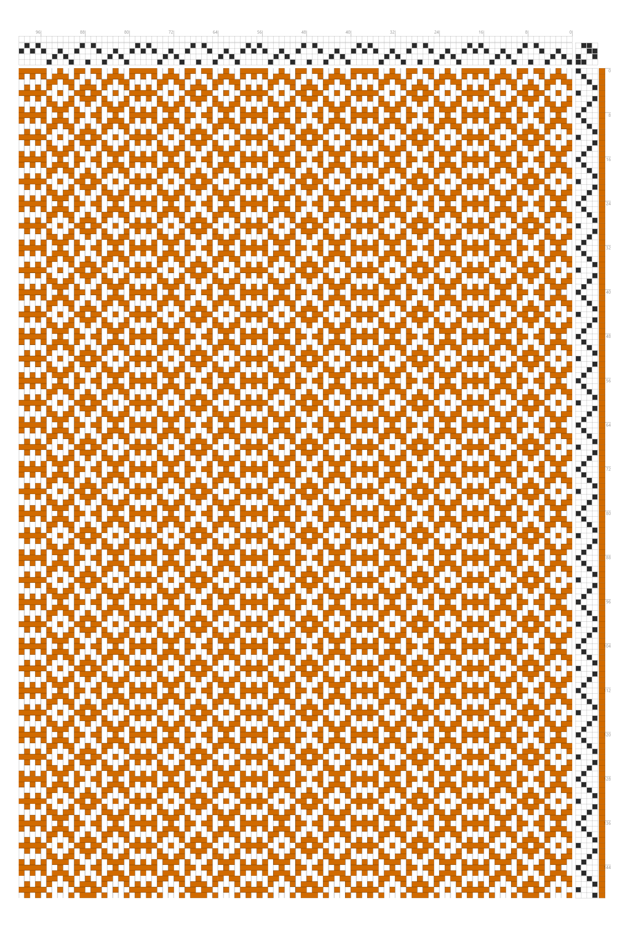 Diamond Grid & Interlaced Stripe Weaving Draft in Amber & White | 4-Shaft 4-Treadle Loom Pattern