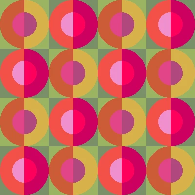 Retro Split Circle Checkers Seamless Pattern in Magenta & Olive | Free Geometric Surface Design