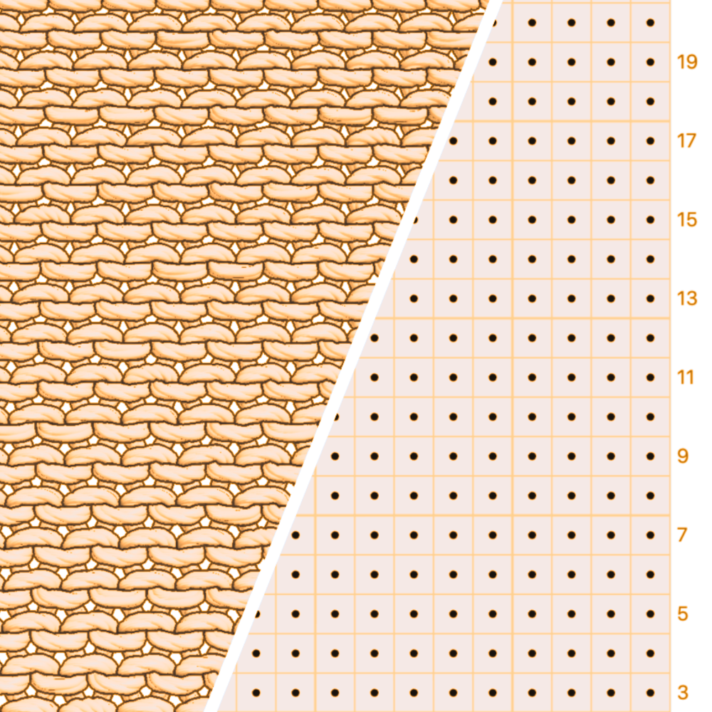 Reverse Stockinette Stitch Knitting Reference | Chart and Simulate in Asunder Knit