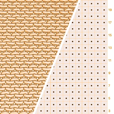 Reverse Stockinette Stitch Knitting Reference | Chart and Simulate in Asunder Knit