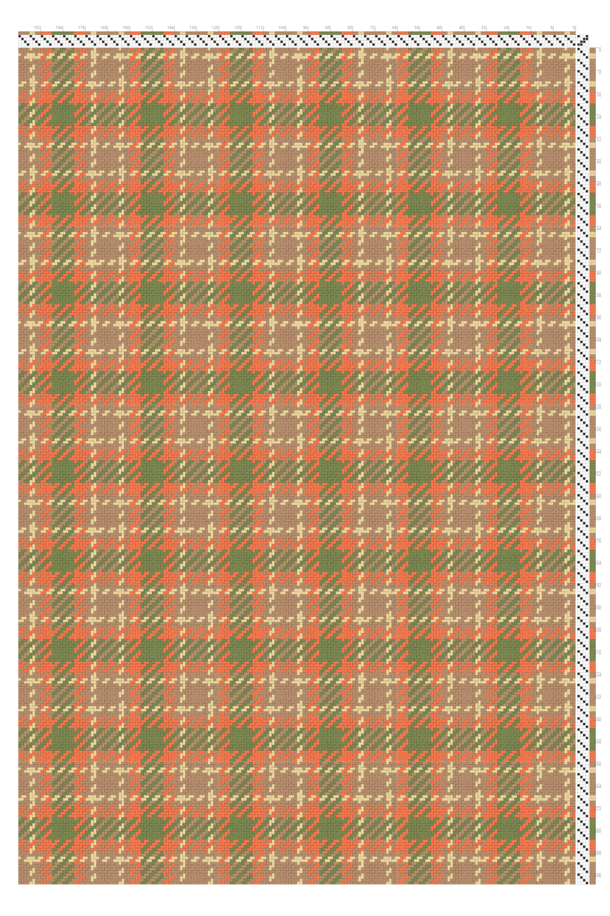 Autumn Plaid Twill Weaving Draft in Tangerine & Fern | 4-Shaft 4-Treadle Loom Pattern