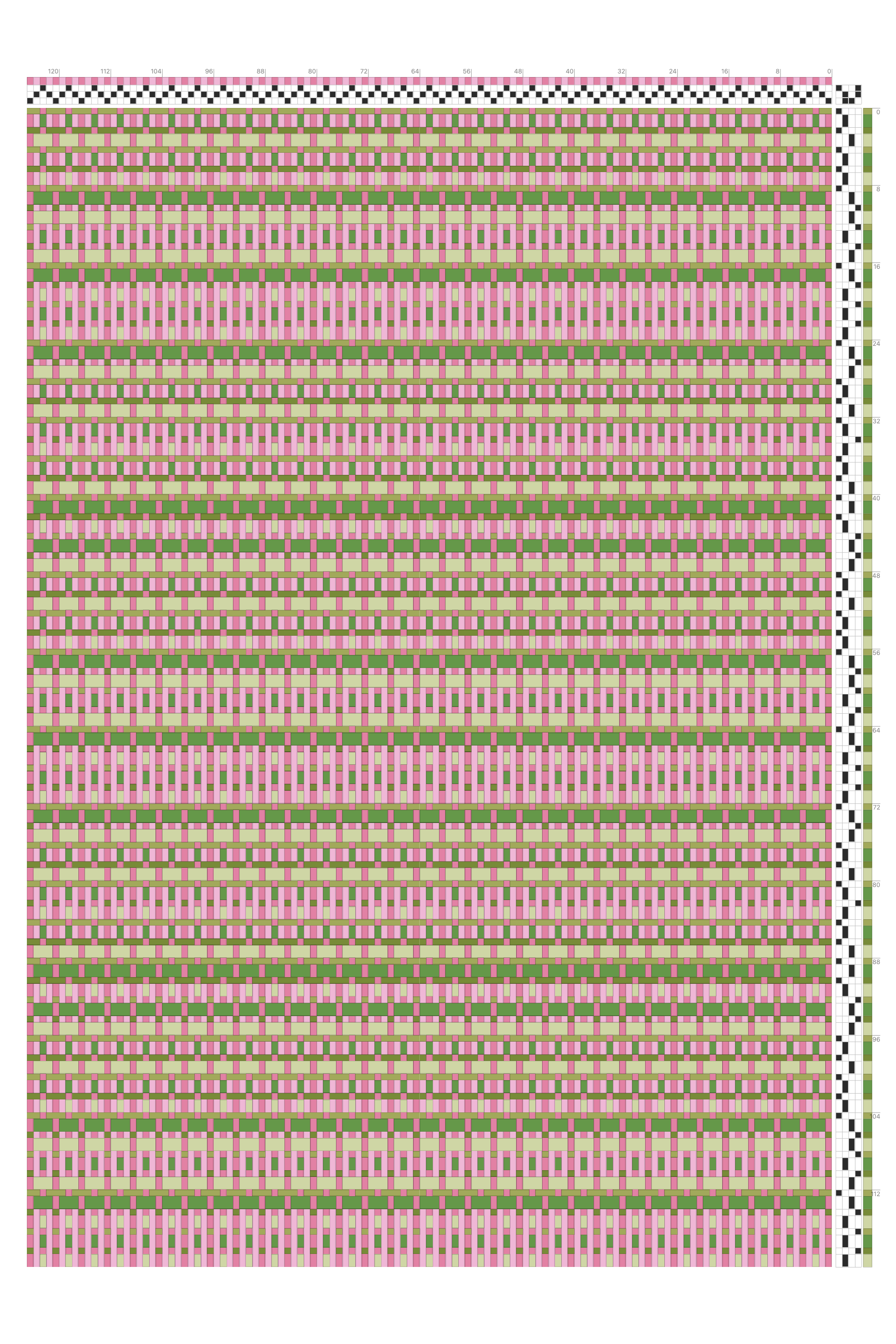 Floral Stripe Summer & Winter Weaving Draft in Pink & Moss | 8-Shaft 8-Treadle Loom Pattern