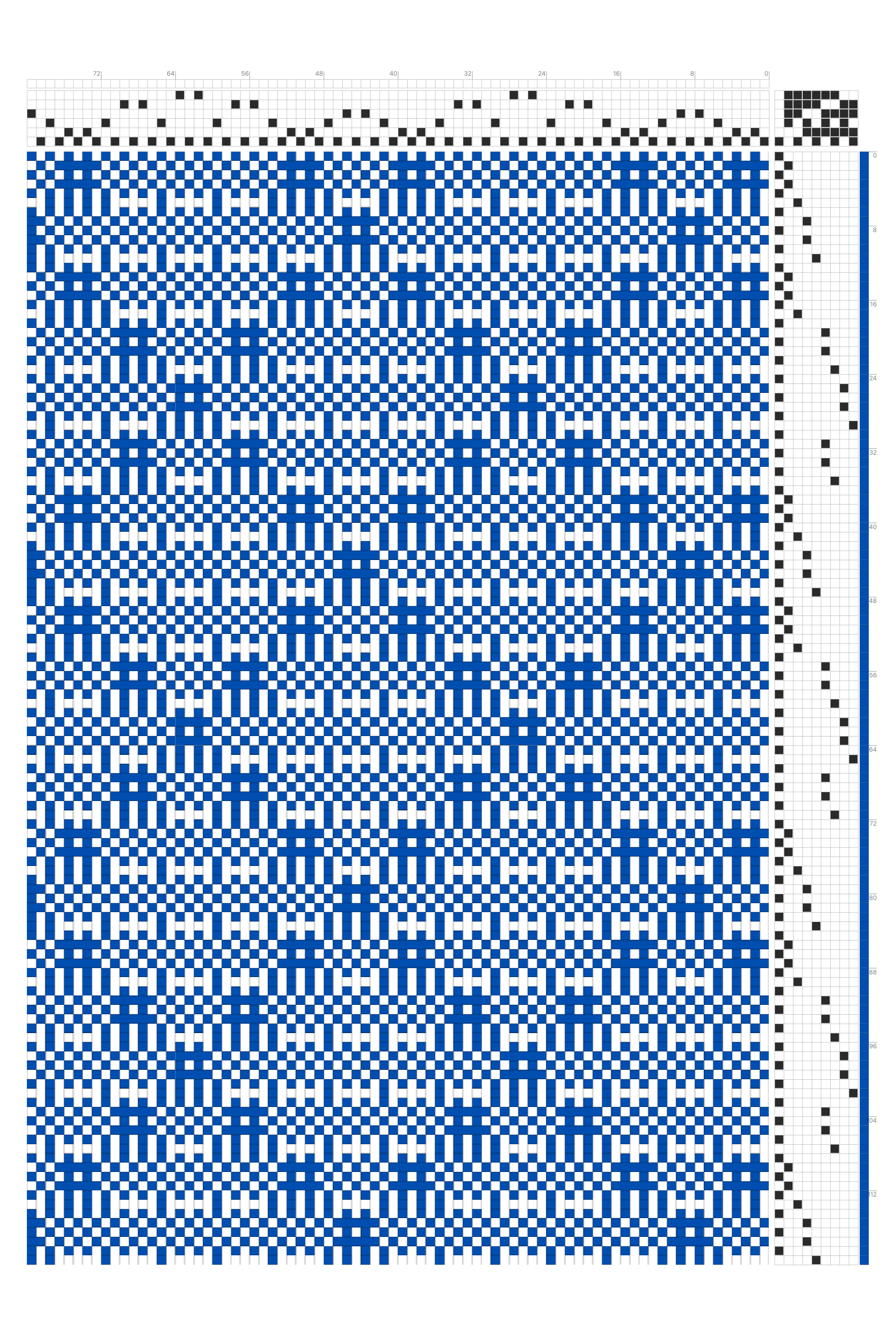 Atwater Lace Diagonal Trellis Weaving Draft in Cobalt & White | 6-Shaft 9-Treadle Dobby Loom Pattern
