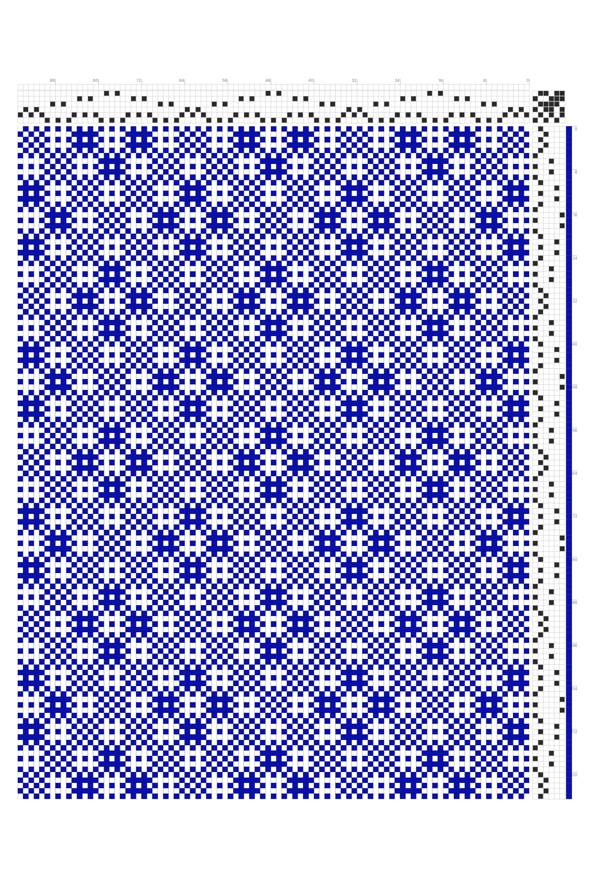 Lacy Diamond Grid Huck Lace Weaving Draft in Cobalt & White | 6-Shaft 6-Treadle Loom Pattern