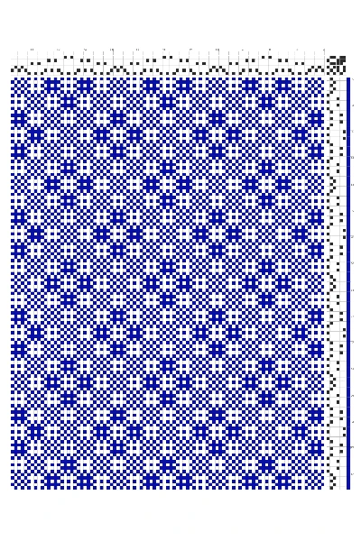 Lacy Diamond Grid Huck Lace Weaving Draft in Cobalt & White | 6-Shaft 6-Treadle Loom Pattern