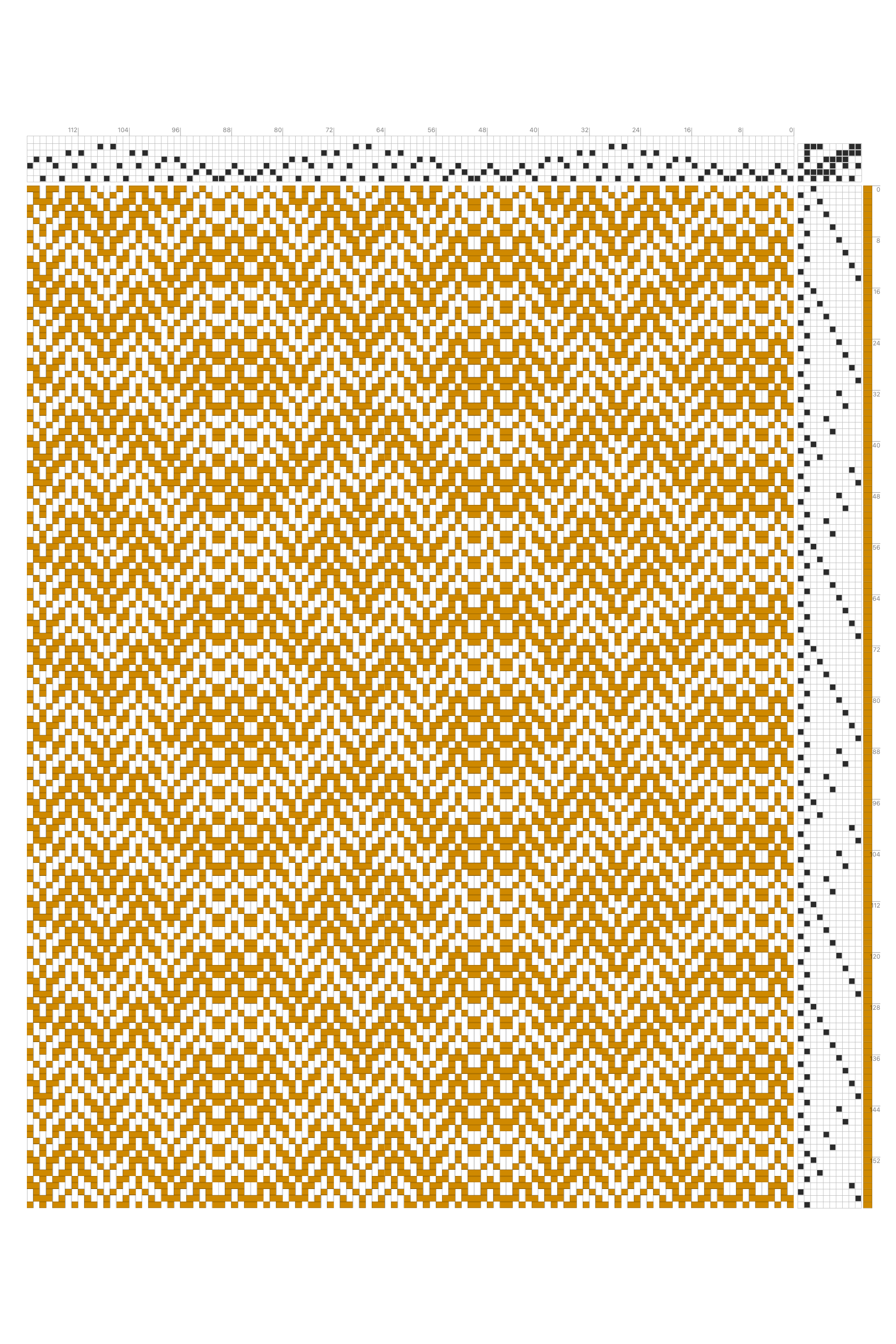 Overshot Ogee Weaving Draft in Mustard Gold & White | 8-Shaft 10-Treadle Dobby Loom Pattern