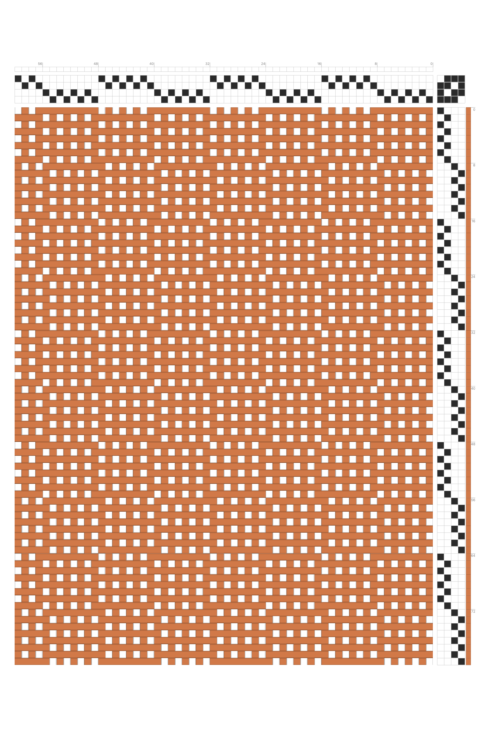 Offset Checker Weft-Faced Weaving Draft in Terracotta & White | 4-Shaft 4-Treadle Loom Pattern