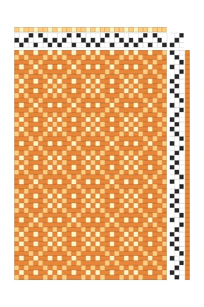 Retro Spotted Diamond Pixels Weaving Draft in Carrot, Peach & Cream | 4-Shaft Dobby Loom Pattern
