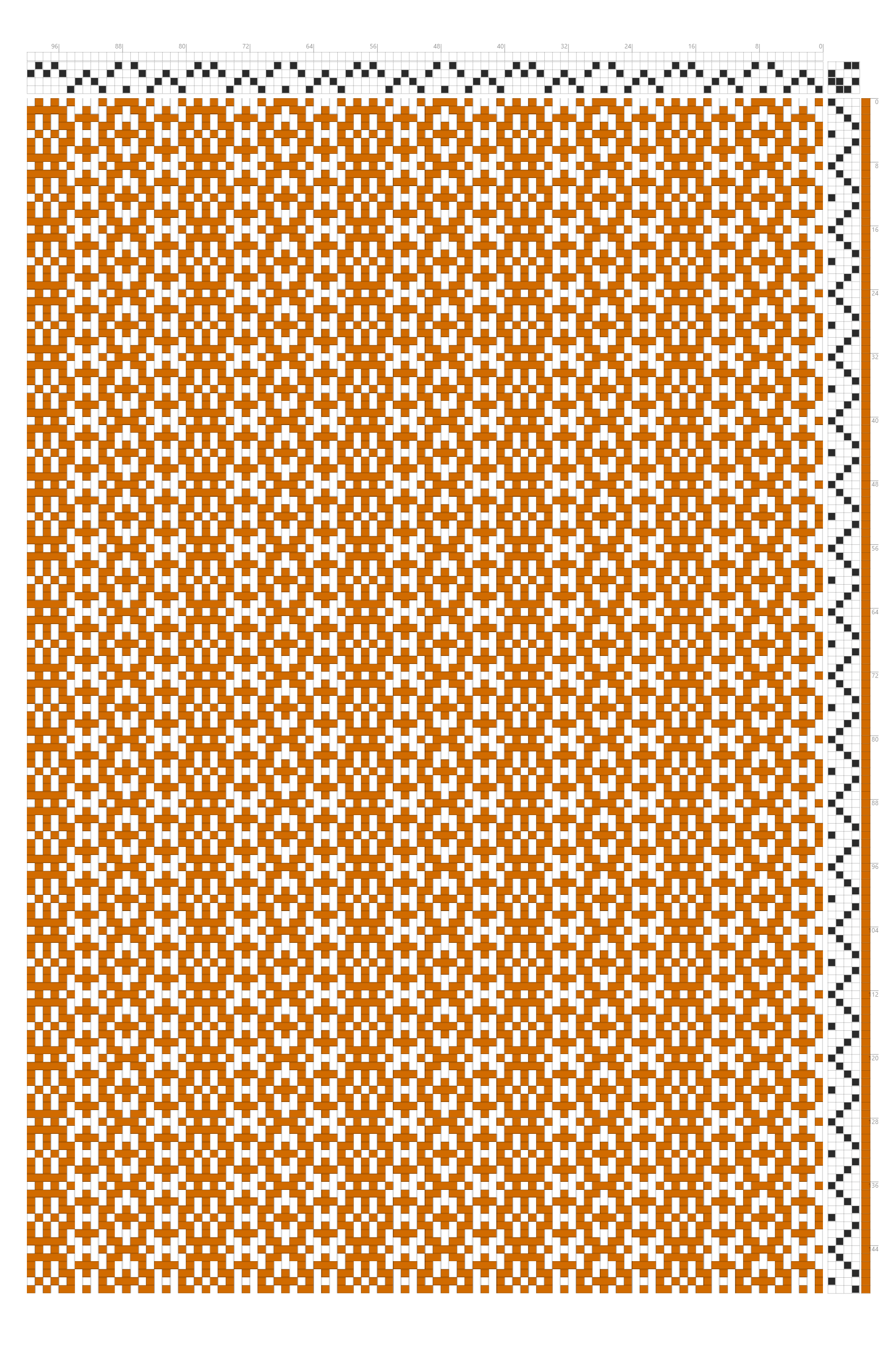 Rosepath Lined Striped Motif Weaving Draft in Tangerine & White | 4-Shaft 4-Treadle Loom Pattern