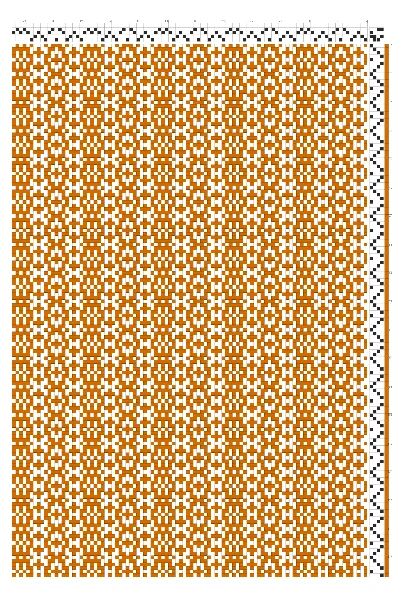 Rosepath Lined Striped Motif Weaving Draft in Tangerine & White | 4-Shaft 4-Treadle Loom Pattern