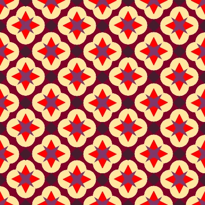 Retro Starburst Quatrefoil Seamless Pattern in Scarlet & Buttercream | Free Geometric Surface Design