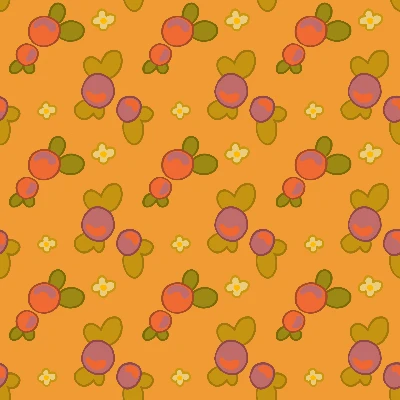 Fantasy Berry & Flower Buds Pattern