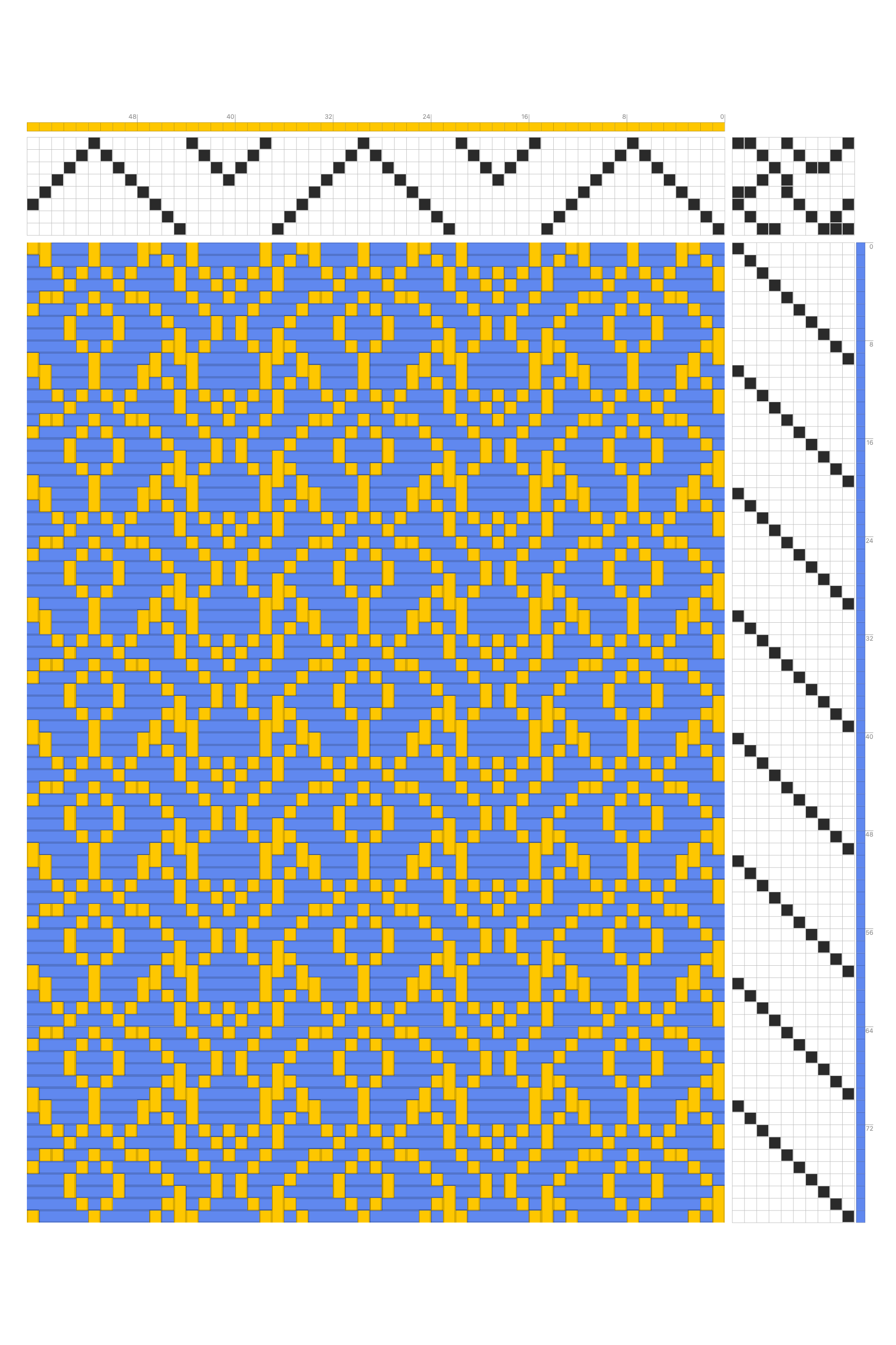 Art Nouveau Filigree Weaving Draft in Cornflower & Gold | 8-Shaft 10-Treadle Dobby Loom Pattern
