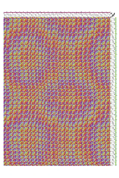 Iridescent Iris Weave Draft in Scarlet, Violet, Chartreuse & Cyan | 8-Shaft 8-Treadle Loom Pattern