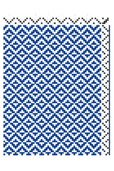 Optical Diamond Grid Weaving Draft in Cobalt & White | High-Contrast 4-Shaft 6-Treadle Loom Pattern