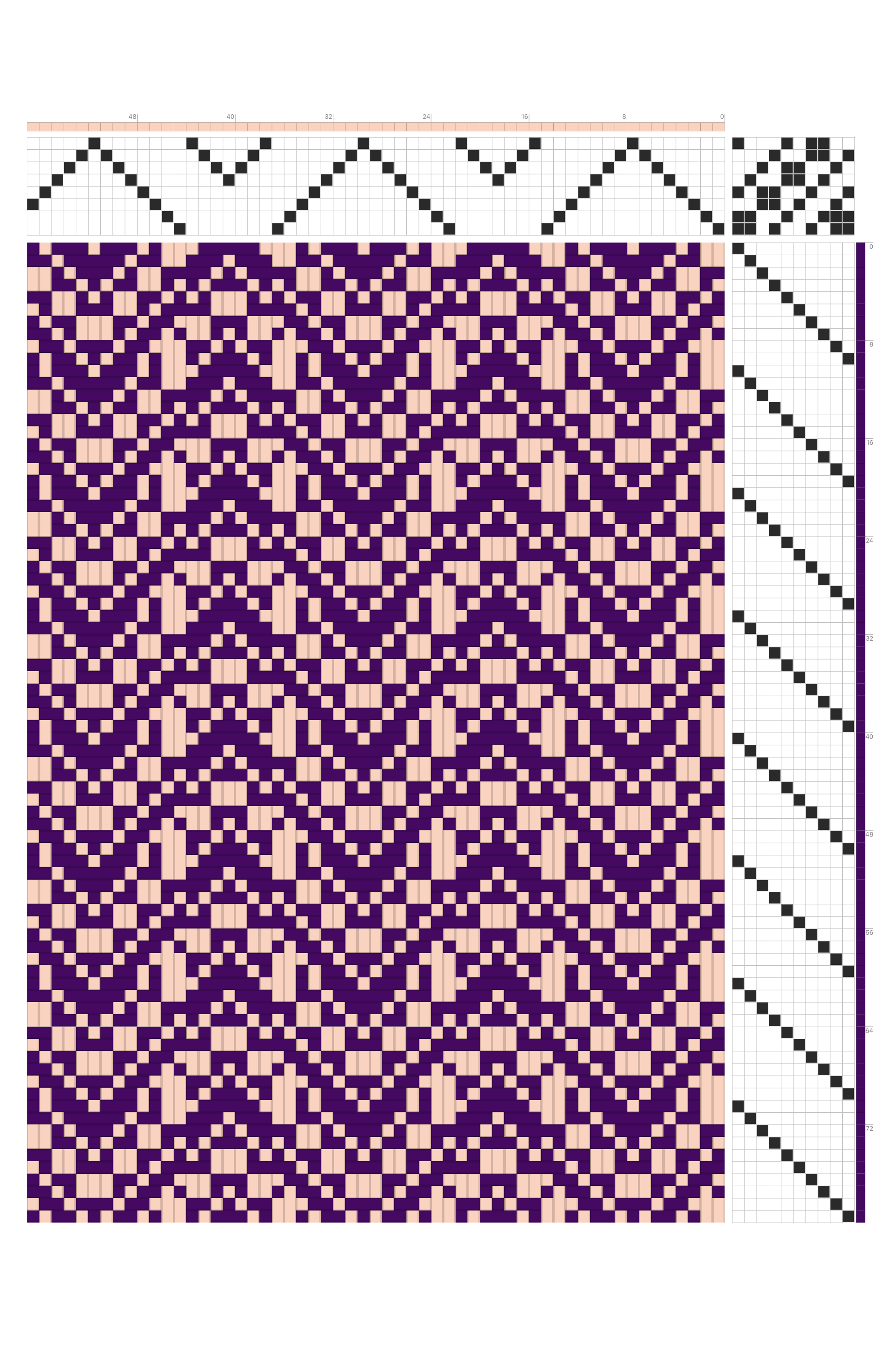 Lacy Chevron Weaving Draft in Violet & Blush | 8-Shaft 10-Treadle Dobby Loom Pattern