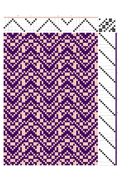 Lacy Chevron Weaving Draft in Violet & Blush | 8-Shaft 10-Treadle Dobby Loom Pattern