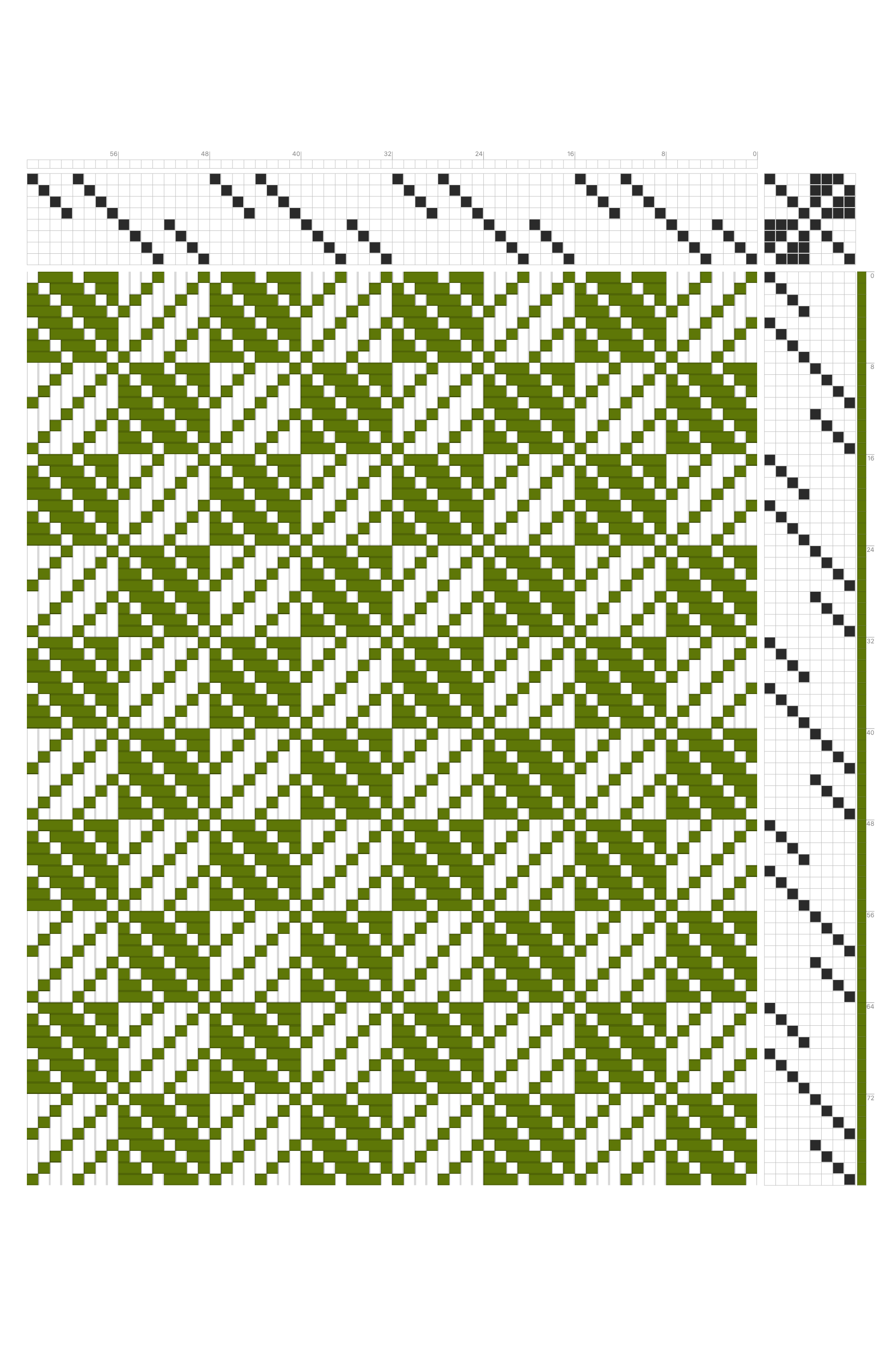 Turned Twill Checkers Weaving Draft in Olive & White | 8-Shaft 8-Treadle Loom Pattern