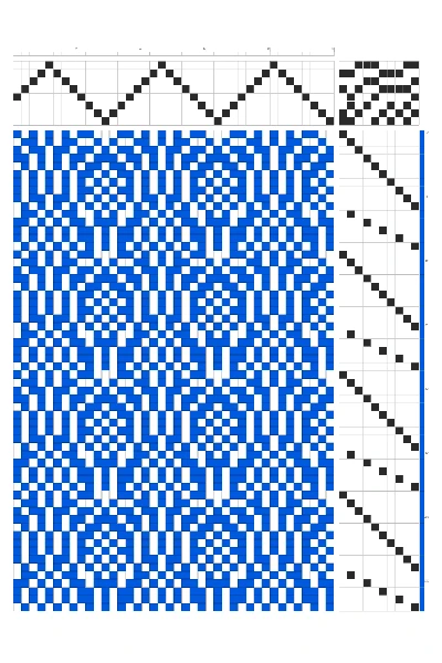 Arched Window Grill Weaving Draft in Royal Blue & White | 8-Shaft 10-Treadle Dobby Loom Pattern