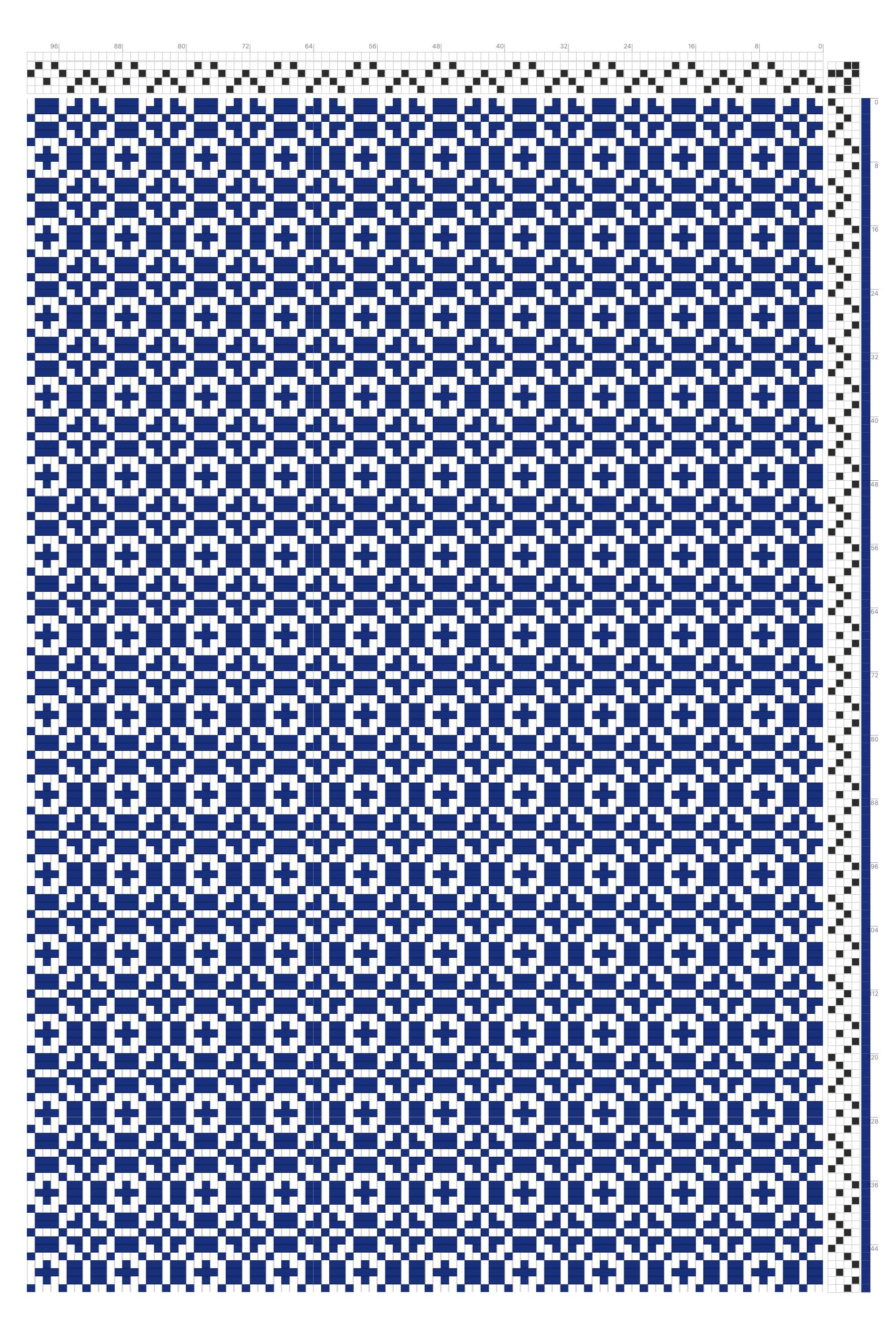 Diamond Cross Floret Grid Weaving Draft in Cobalt & Ivory | 4-Shaft 4-Treadle Loom Pattern