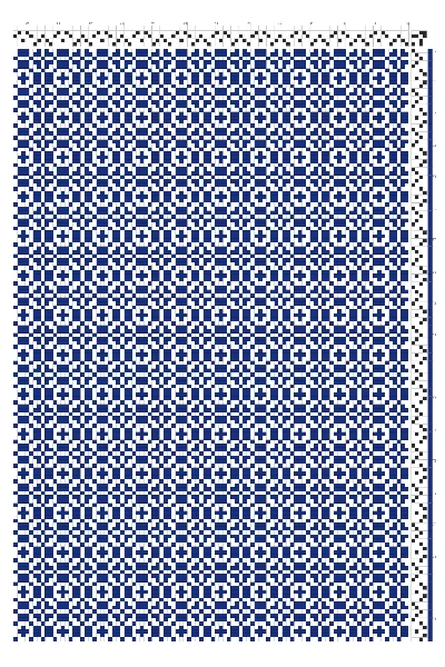 Diamond Cross Floret Grid Weaving Draft in Cobalt & Ivory | 4-Shaft 4-Treadle Loom Pattern