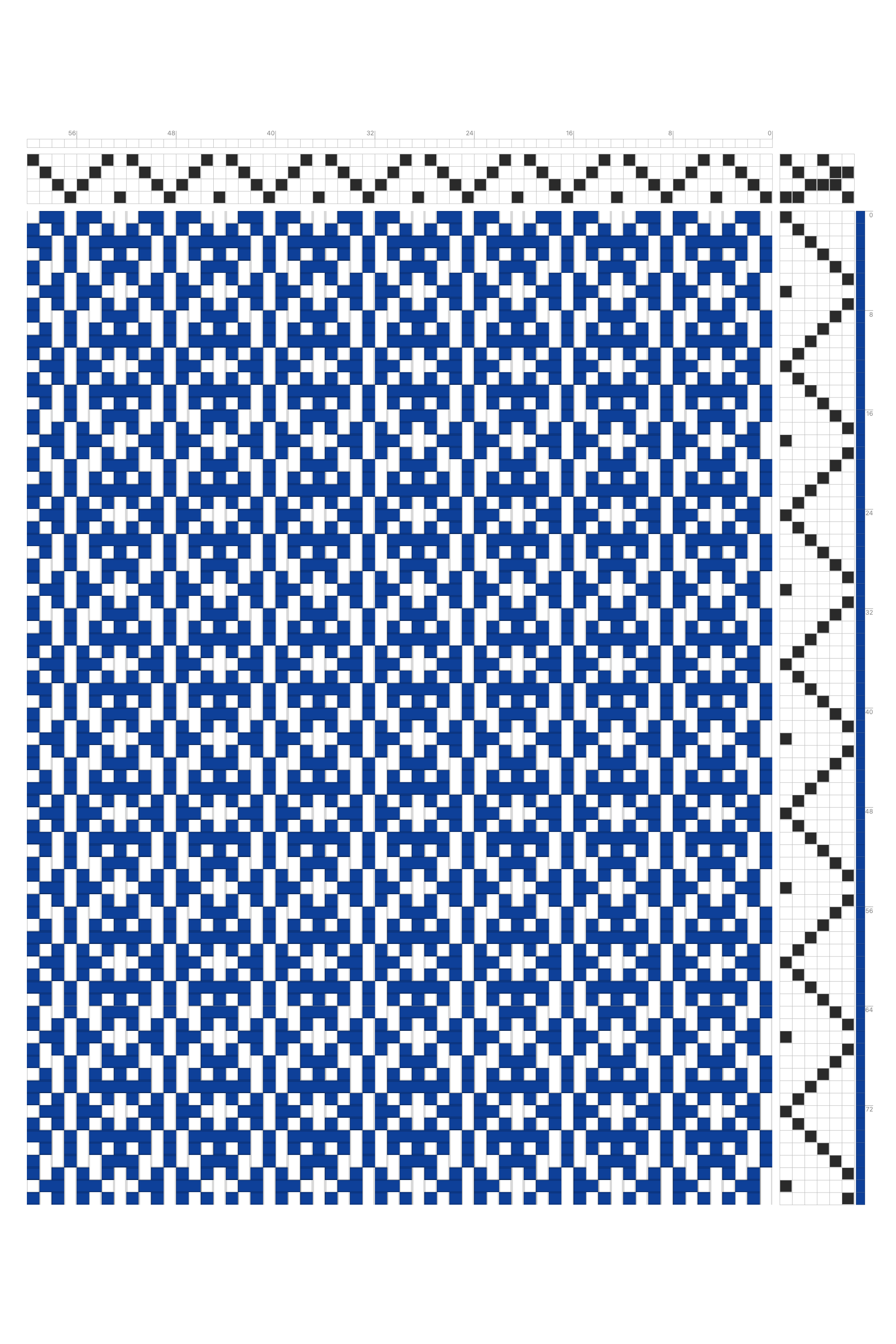 Columnar Merged Ogee Weaving Draft in Cobalt & White | 4-Shaft 6-Treadle Loom Pattern