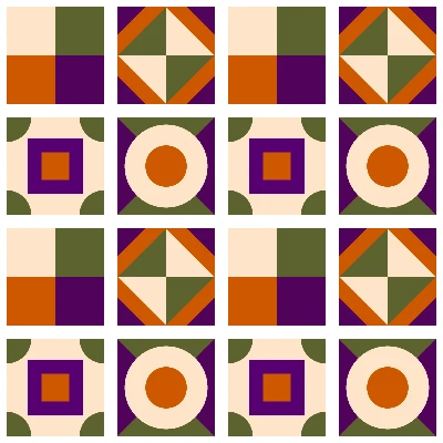 Modern Geometric Patchwork Diamonds Seamless Pattern Plum & Olive |  Bold Geometric Surface Design