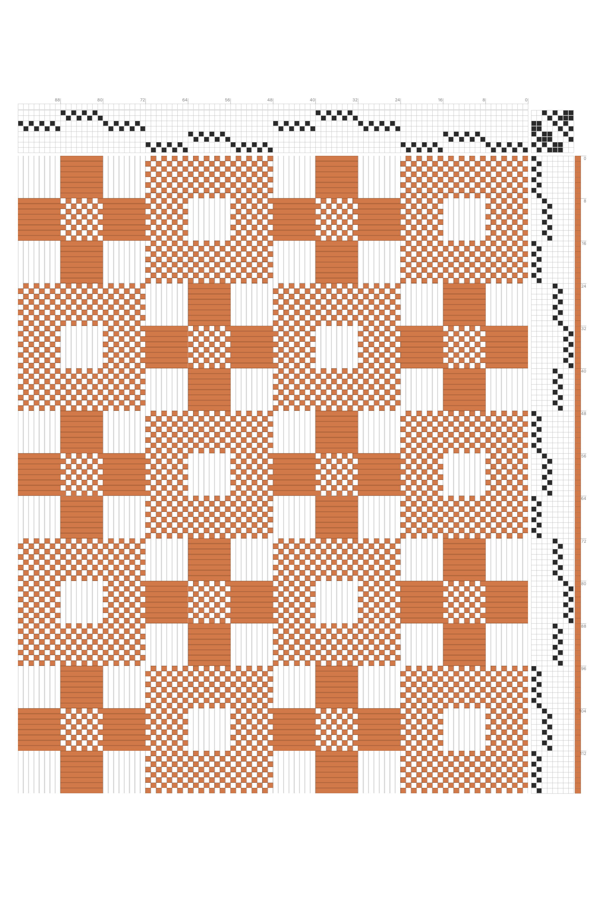 Windowpane Block Deflected Double Weave Draft in Terracotta & White | 8-Shaft 8-Treadle Loom Pattern