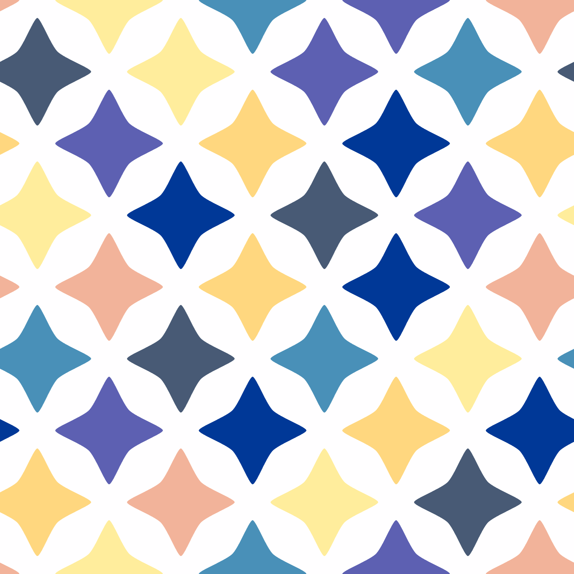  Retro Starburst Diamond Seamless Pattern in Coastal Blues & Peach | Free Geometric Surface Design