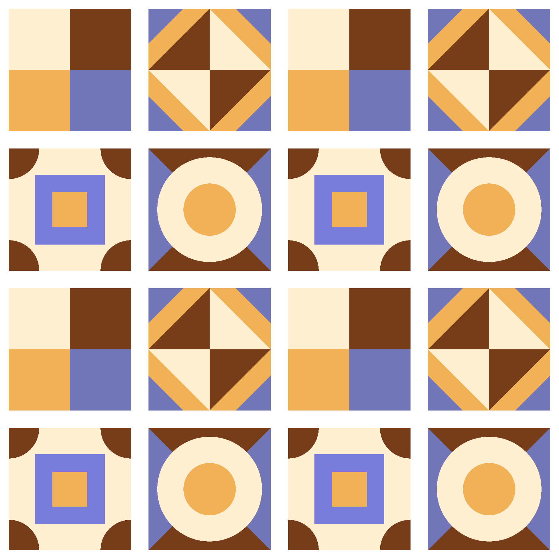 Modern Geometric Patchwork Tiles Pattern Periwinkle & Butterscotch | Free Geometric Surface Design