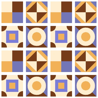 Modern Geometric Patchwork Tiles Pattern Periwinkle & Butterscotch | Free Geometric Surface Design