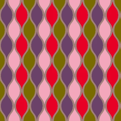 Retro Baubles Strand Seamless Pattern in Olive & Magenta