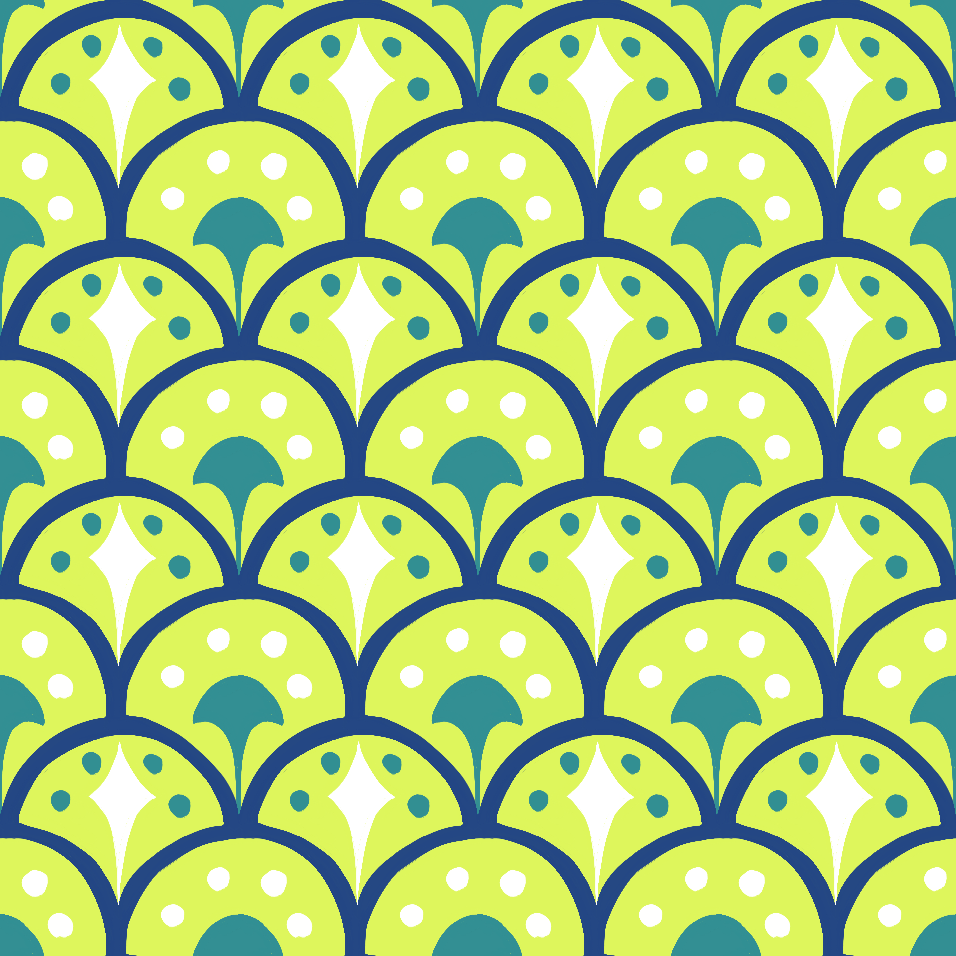 Pop Art Scalloped Ginkgo Pattern