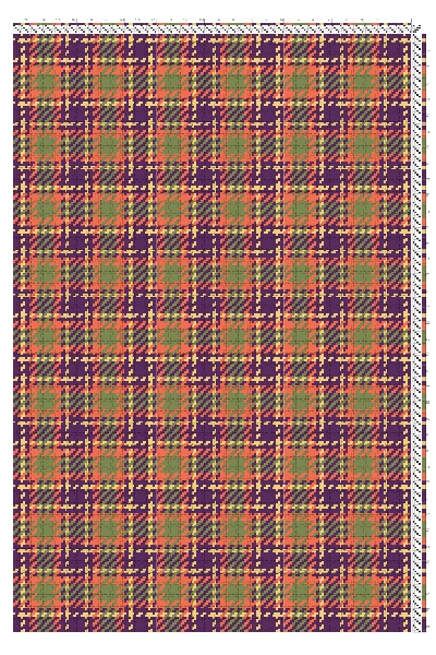 Autumn Tartan Plaid Weaving Draft in Tangerine, Olive & Aubergine | 4-Shaft 4-Treadle Loom Pattern