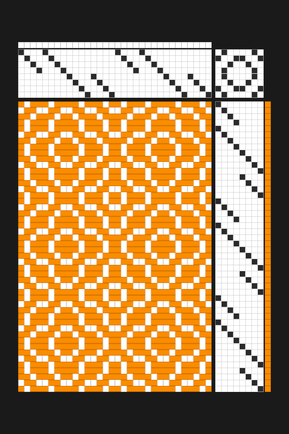 Diamond Florets Dobby Loom Weaving Draft in Tangerine & White | Free Geometric Textile Pattern