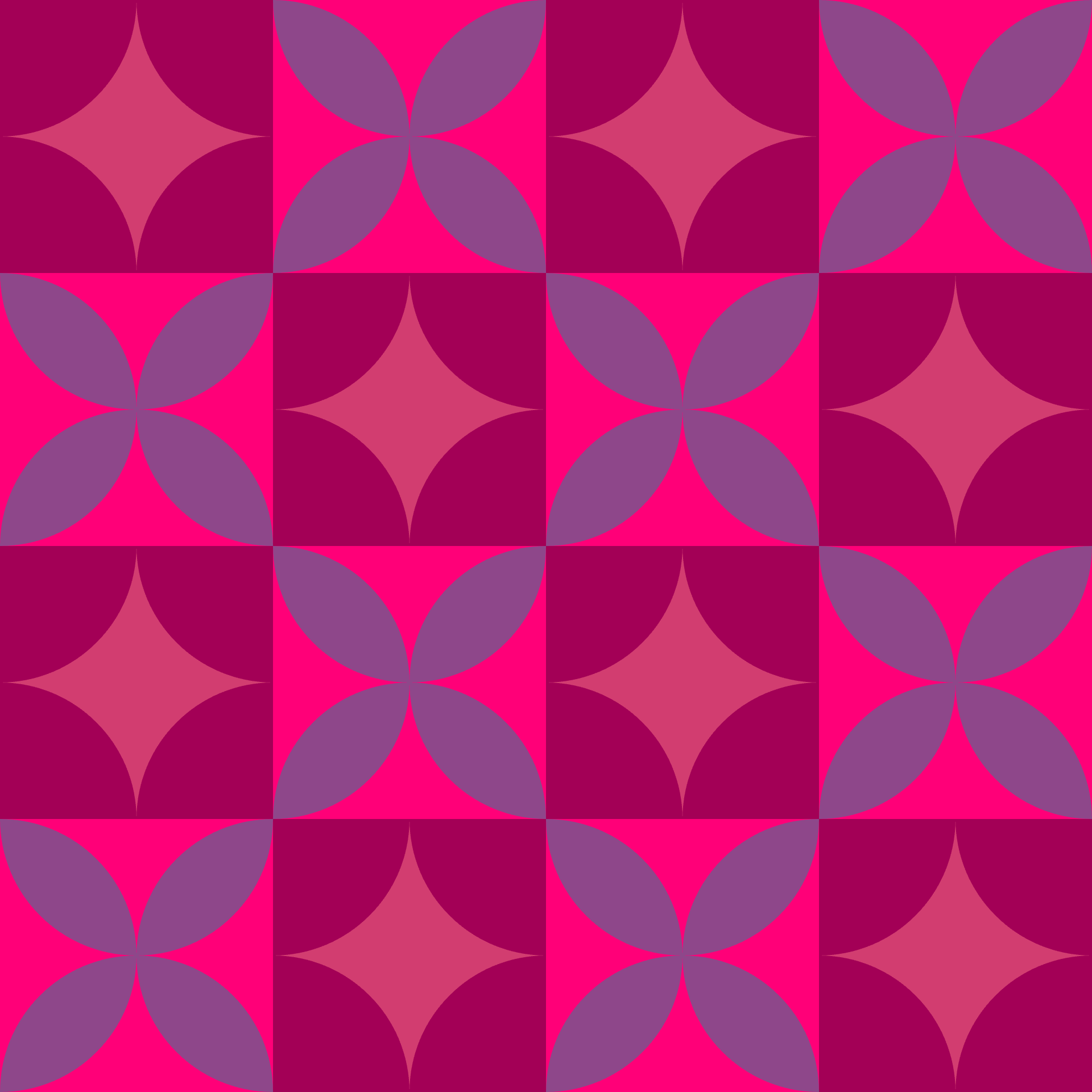 Retro Curved Petal Checkered Tile Seamless Pattern in Fuchsia & Plum | Free Geometric Surface Design