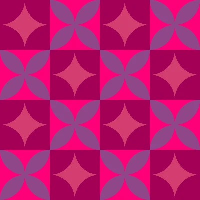 Retro Curved Petal Checkered Tile Seamless Pattern in Fuchsia & Plum | Free Geometric Surface Design