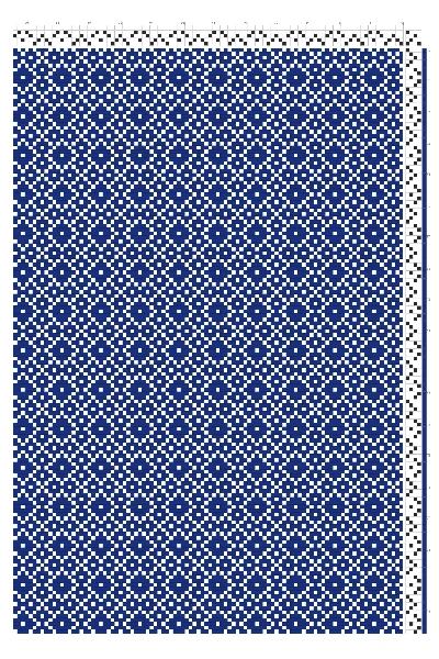 Weft-Dominant Diamonds in Diamonds Grid Weaving Draft in Cobalt & White | 4-Shaft 4-Treadle Pattern