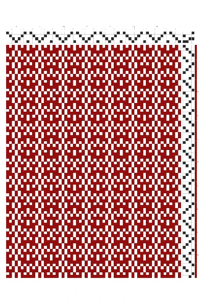 Curved Arc Weaving Draft in Crimson & White | 4-Shaft 4-Treadle Loom Pattern