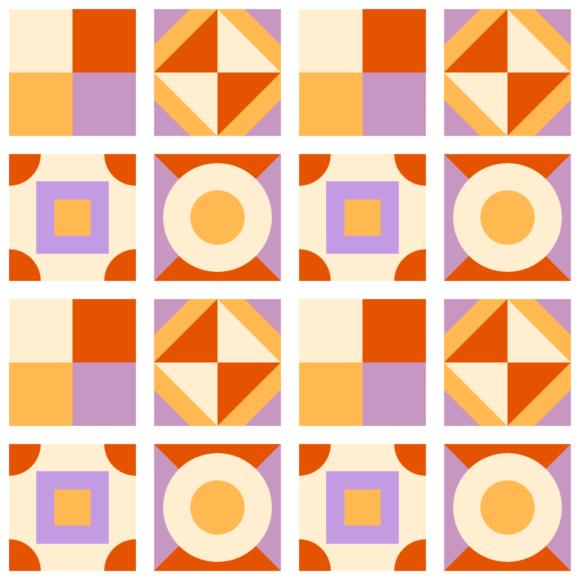 Modern Geometric Patchwork Diamonds Seamless Pattern in Tangerine & Lilac | Geometric Surface Design