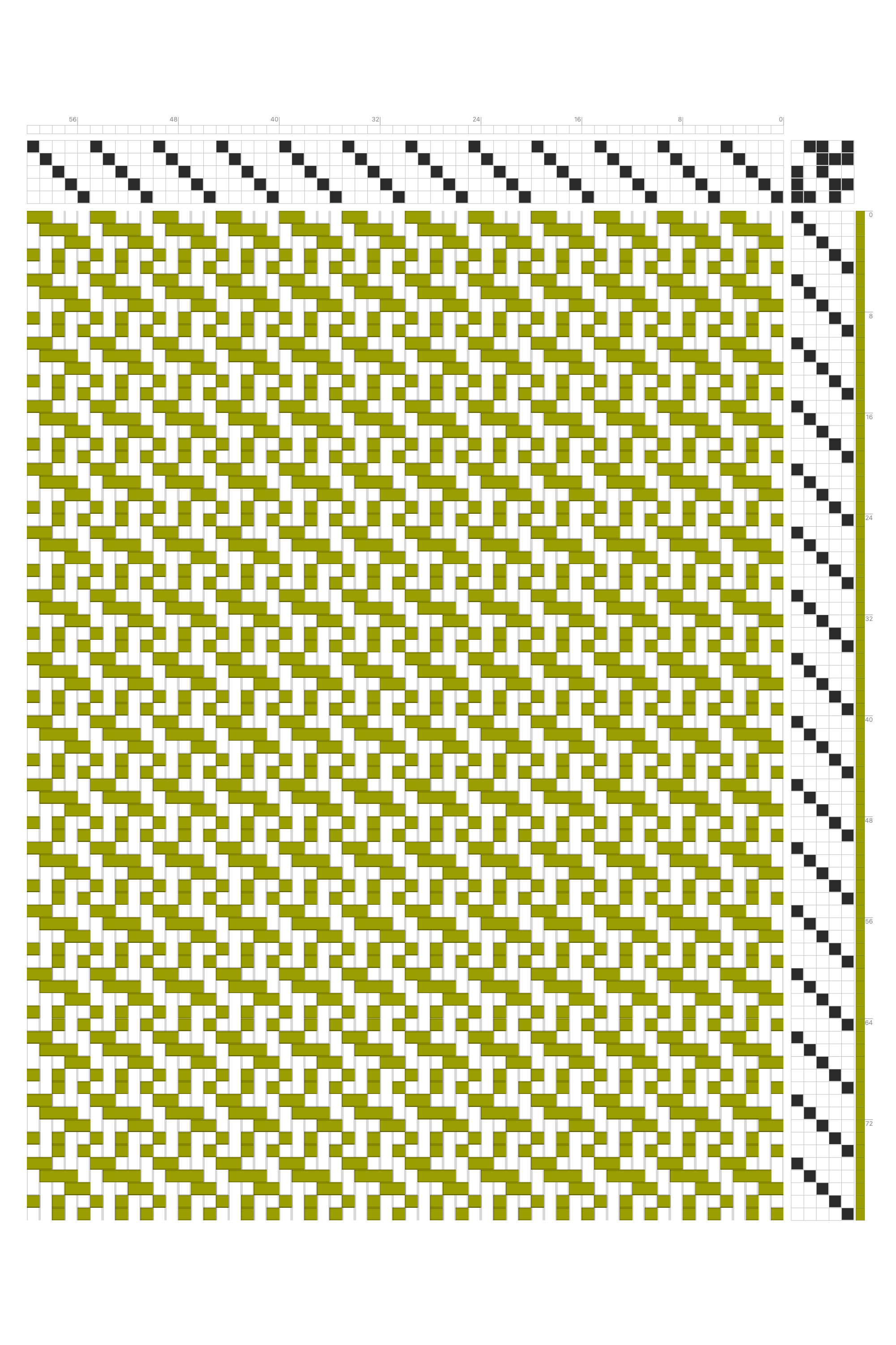 Broken Zigzag Tweed Weaving Draft in Olive & White | 5-Shaft 5-Treadle Dobby Loom Pattern