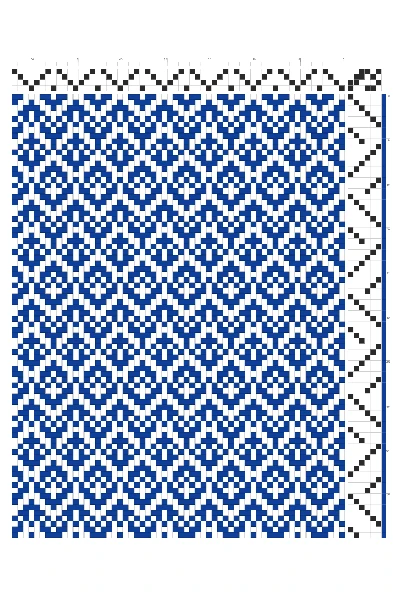 Lacy Chevron & Diamond Stripe Weaving Draft in Cobalt & White | 4-Shaft 6-Treadle Loom Pattern